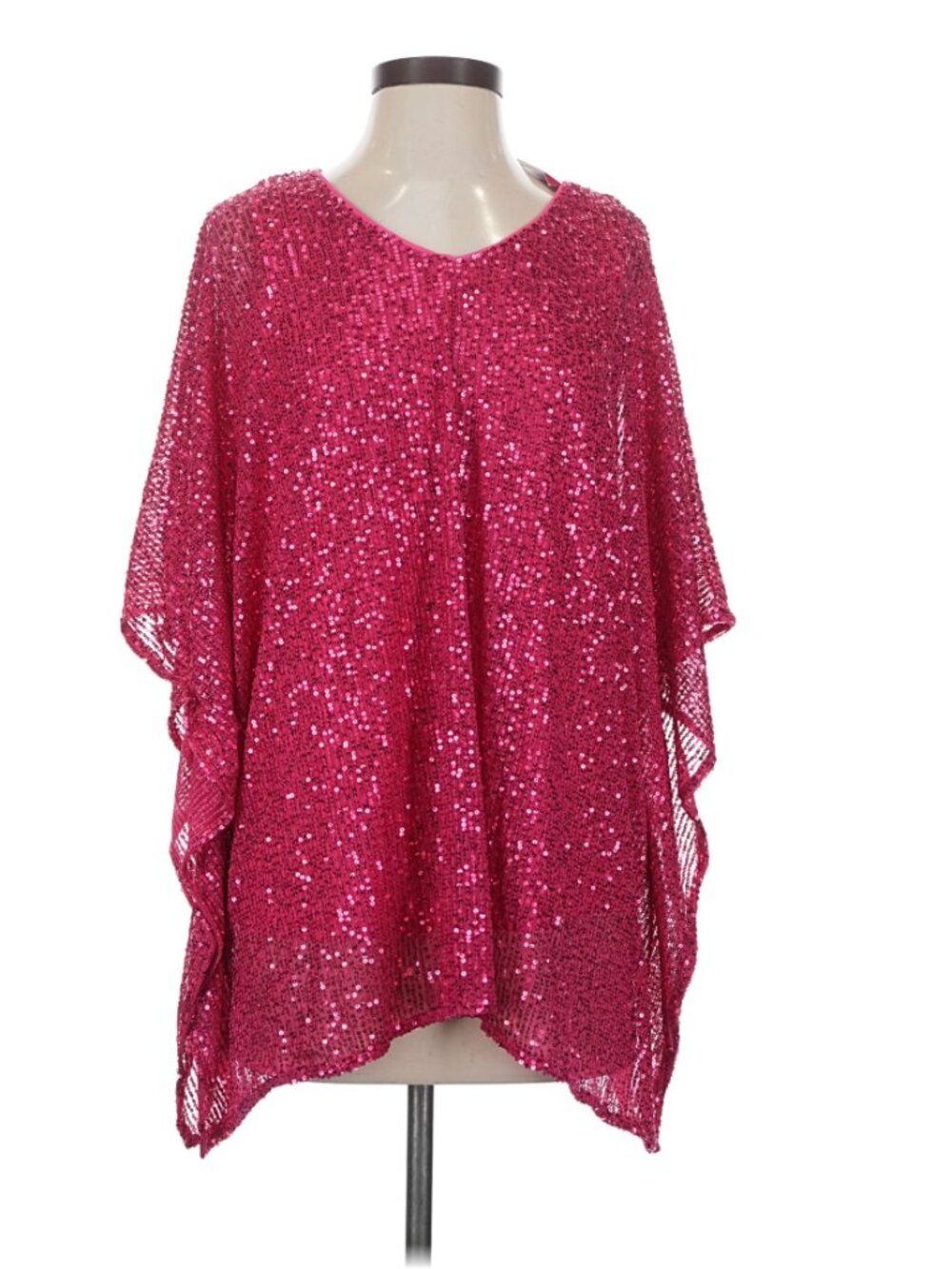 Jess Lea Size S Hot Pink Sequin 3/4 sleeve blouse Very Good